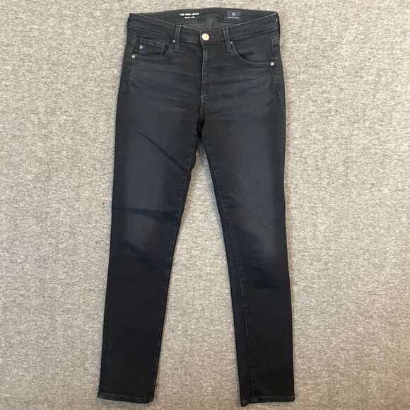 AG Adriano Goldschmied Prima Mid Rise Ankle Cigarette Leg Jeans Super Black 26R - Picture 1 of 16